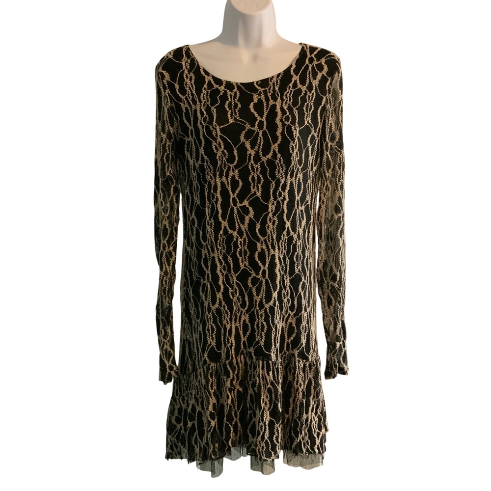 A'Reve, Black dress with Cream design Dress size Large